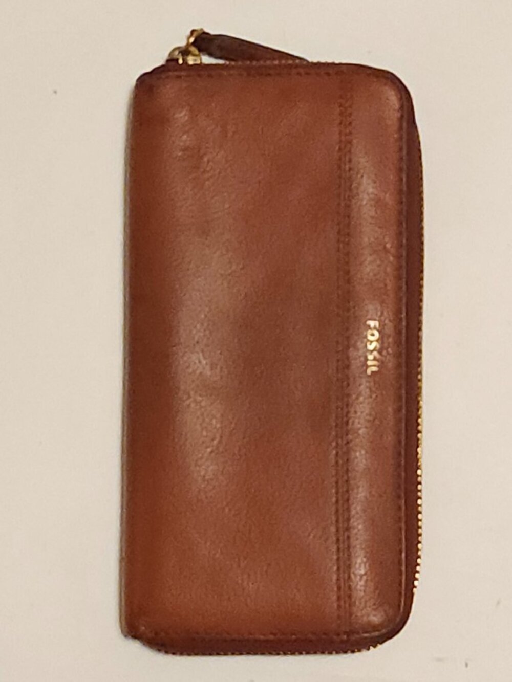 VINTAGE Fossil Leather Zip Around Clutch/ Wallet Card Slots Zipper Coin Holder